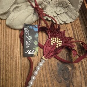 Burgundy Floral Embellished Lingerie